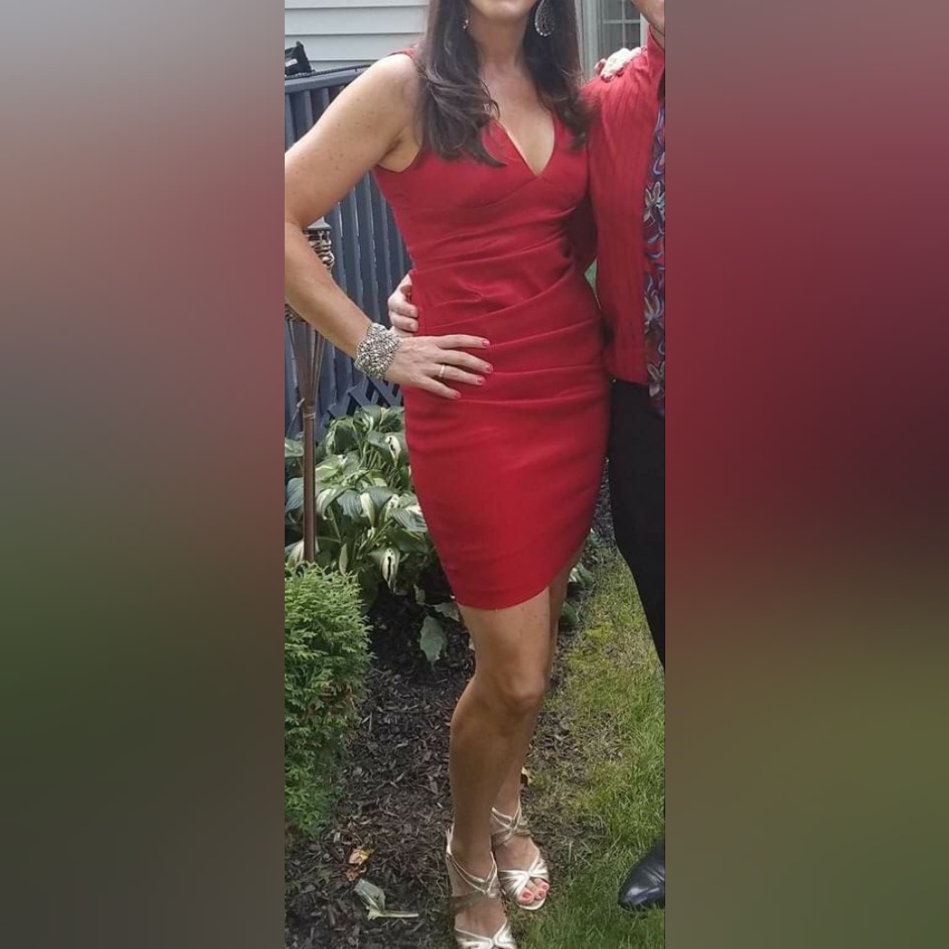 Cach'e Red Ruched Dress